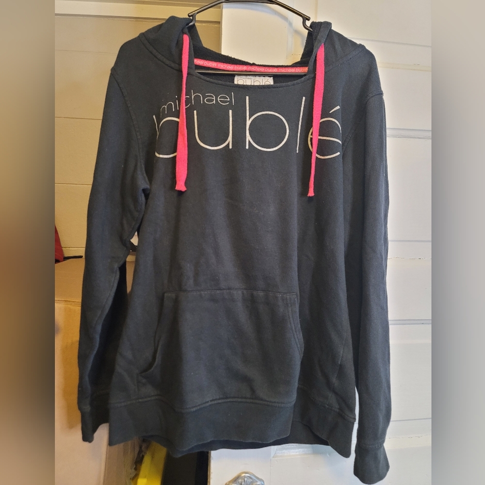 Michael Bublé Black and Pink Sweater with Vibrant Accents
